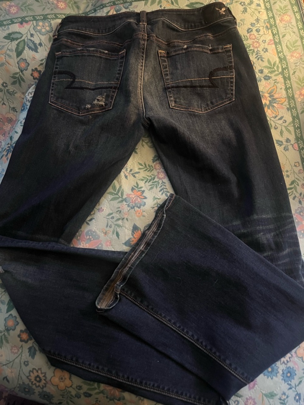 American Eagle Outfitters Dark Blue Distressed Boot Cut Jeans - Picture 4 of 4